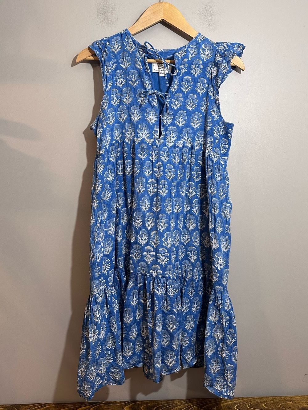 Love Tomas by Emerson Fry Angel Floral Blue Sleeveless Dress XS/S - Picture 2 of 11
